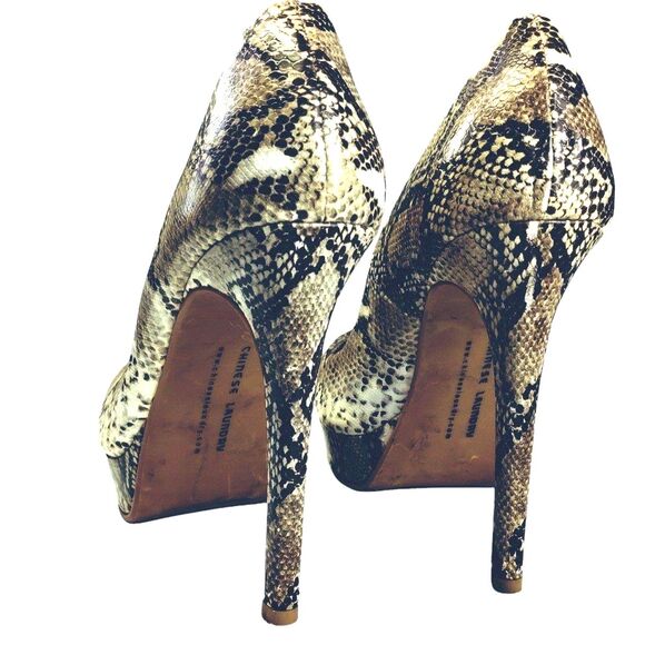 Faux Snakeskin Platform Stilleto Heels Women's 8.5 Slip On Pumps - Picture 5 of 11